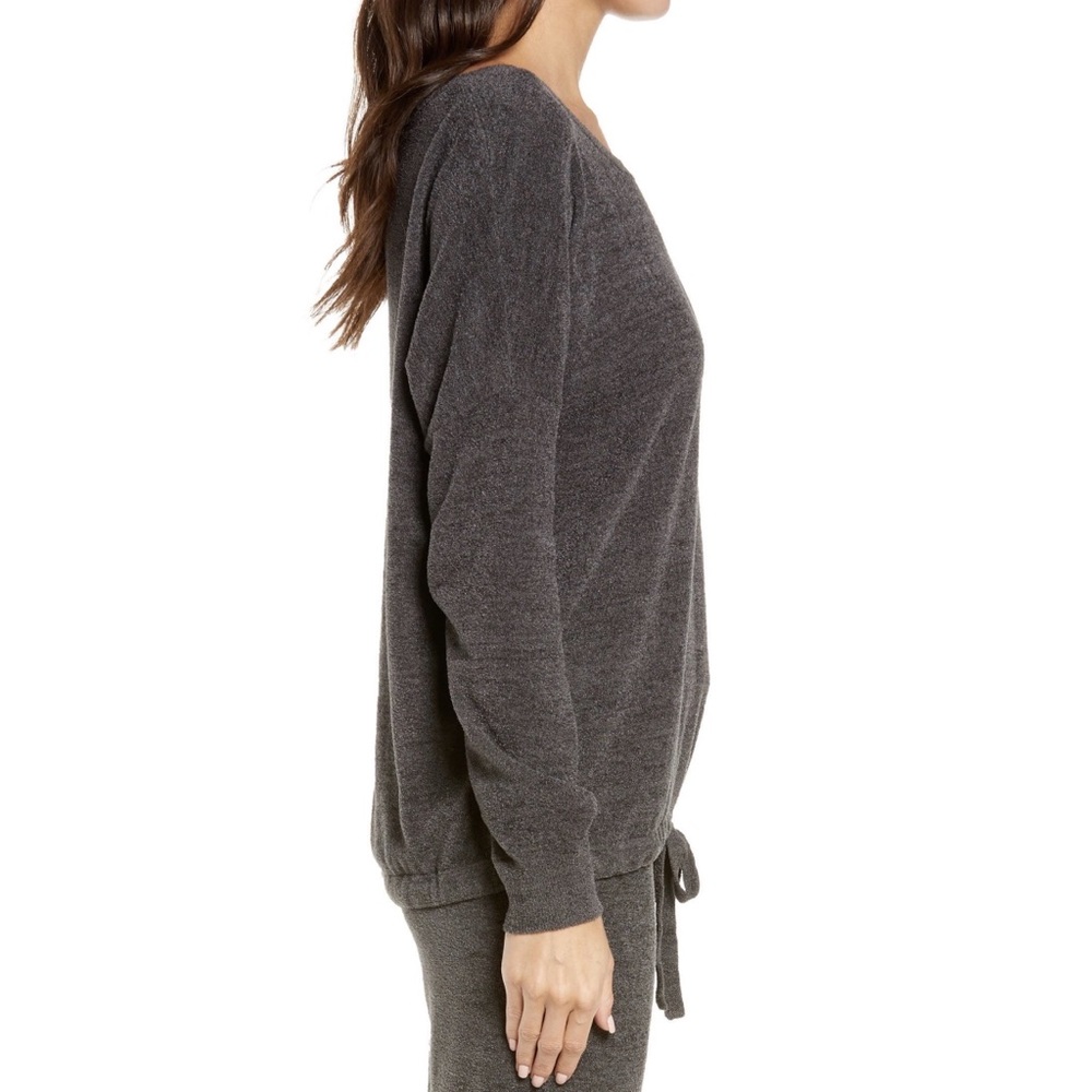 🦄SOLD🦄 NEW Barefoot Dreams Cozychic Luxe Long Sleeve Top, Carbon - Picture 6 of 10